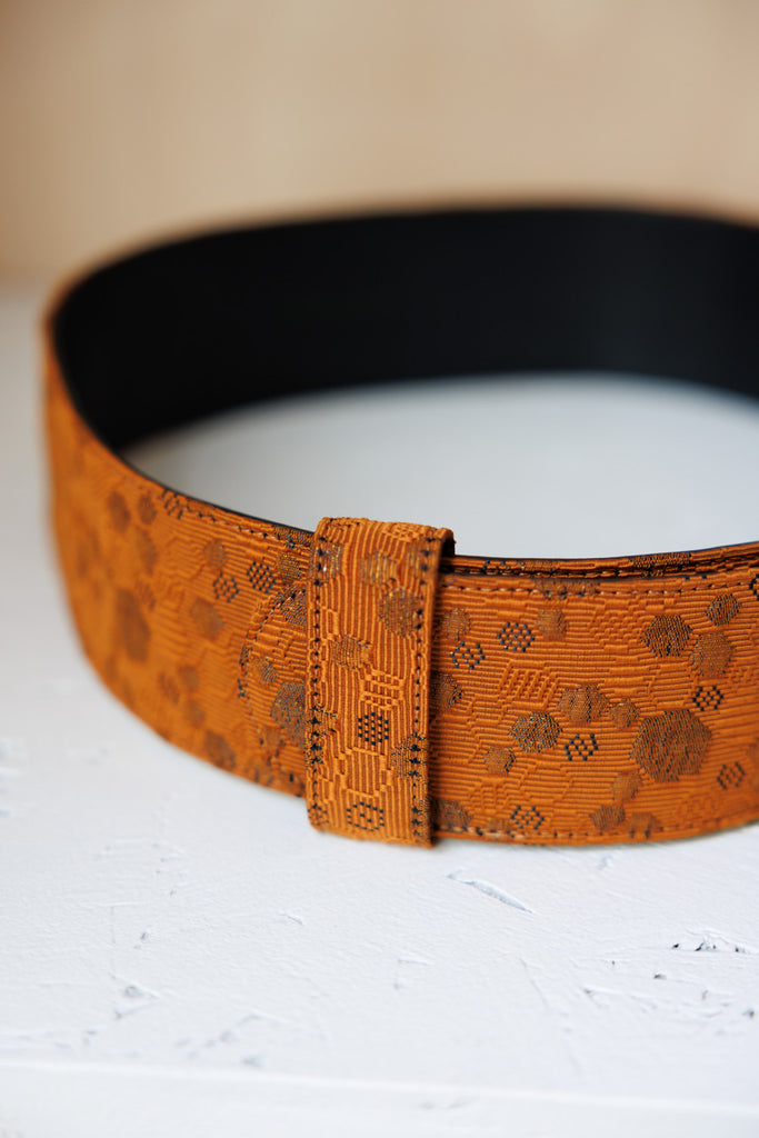 Dries Van Noten Wide Jacquard Belt - Orange