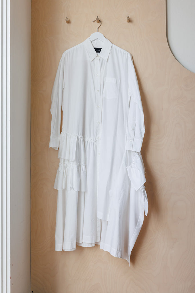 Simone Rocha Ruffle Embellished Shirt Dress - White