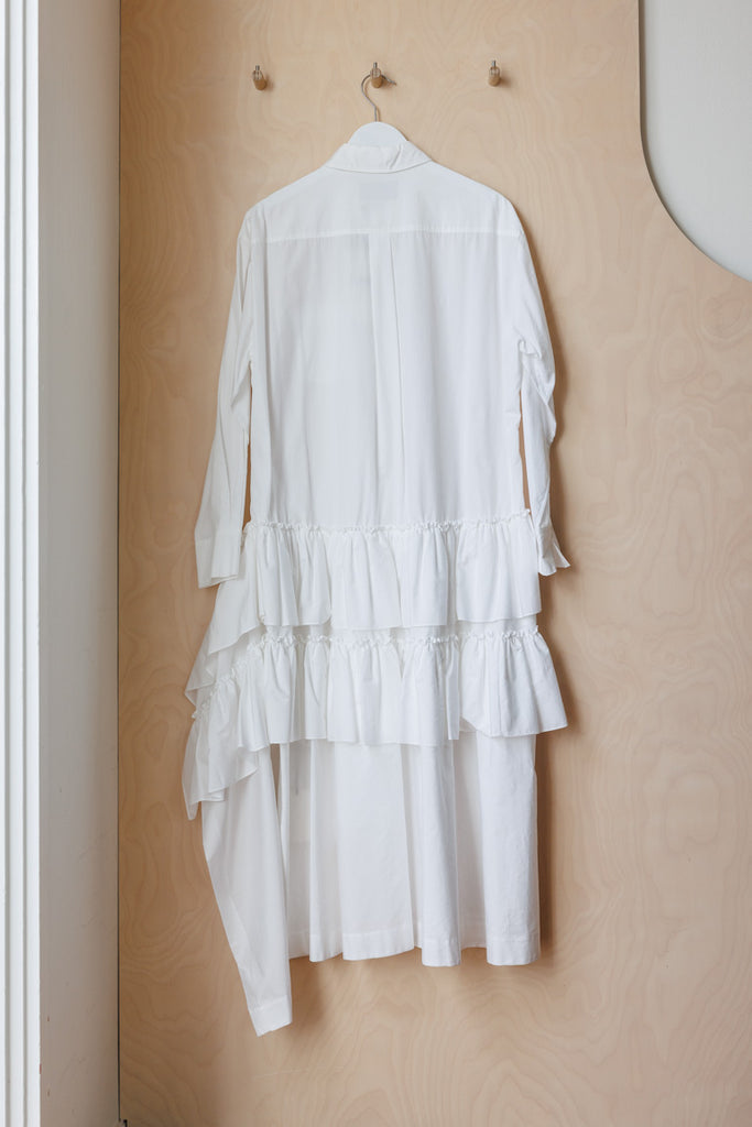 Simone Rocha Ruffle Embellished Shirt Dress - White