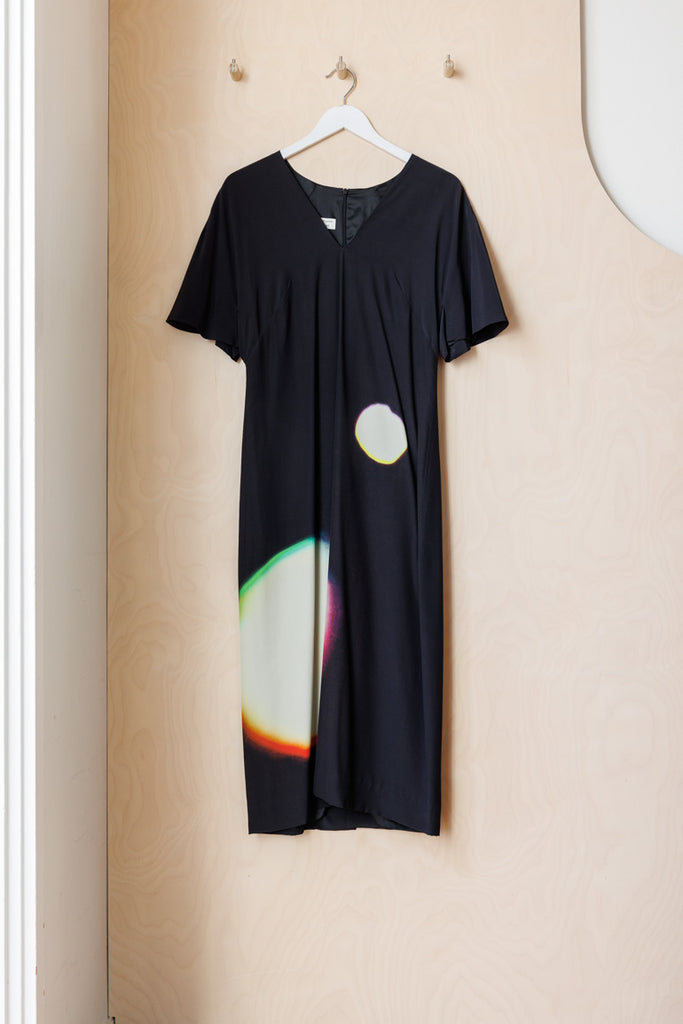 Dries Van Noten Len Lye V-Neck Dress - Blue/Multi