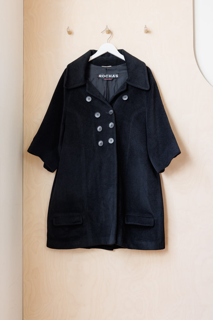 Rochas Double Breasted Half Sleeve Coat - Black