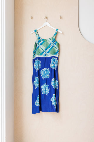 Archives Tartan Mind Mend Silk Dress - Blue/Green