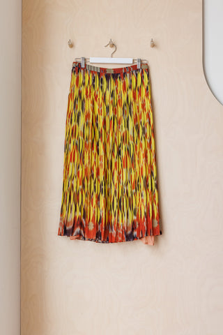 Dries Van Noten Printed Pleated Skirt - Yellow/Orange