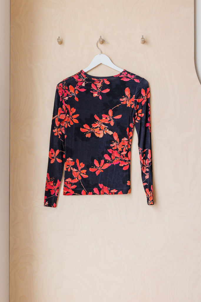 Dries Van Noten Floral Jersey Top - Navy/Pink