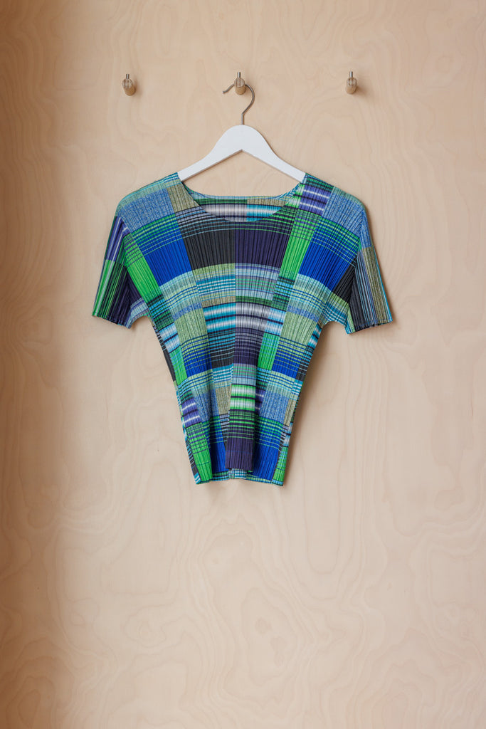 Pleats Please Graphic Plaid Top - Multi
