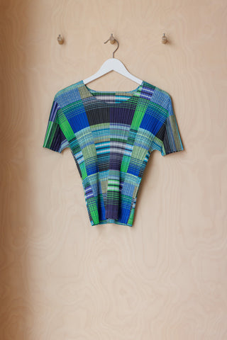 Pleats Please Graphic Plaid Top - Multi
