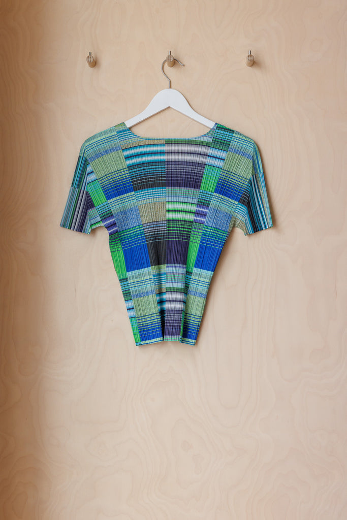 Pleats Please Graphic Plaid Top - Multi