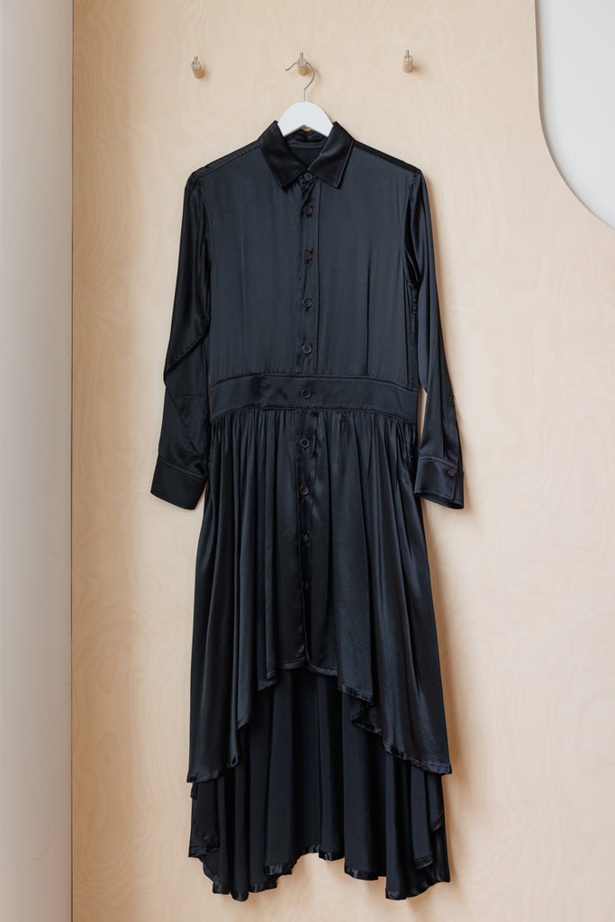 Y's by Yohji Yamamoto High Low Shirt Dress - Black