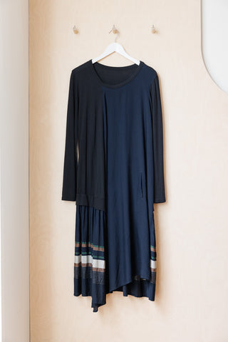 Y's by Yohji Yamamoto Stripe Hem Dress - Black/Blue