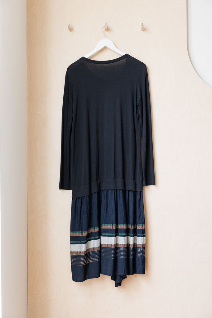 Y's by Yohji Yamamoto Stripe Hem Dress - Black/Blue