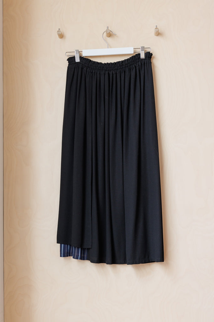 Y's by Yohji Yamamoto Stripe Lined Skirt - Black/Blue