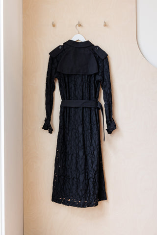 Y's by Yohji Yamamoto Lace Trench Coat - Black