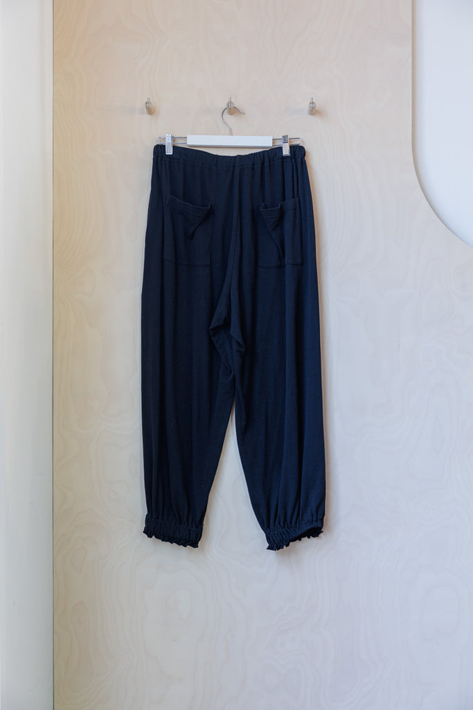 Y's by Yohji Yamamoto Cropped Jersey Pant - Black