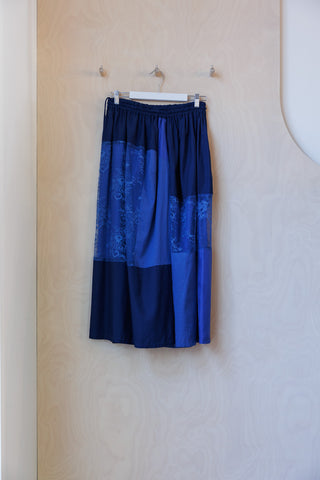 Y's by Yohji Yamamoto Lace Patchwork Skirt- Blue