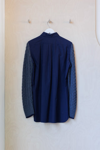 Y's by Yohji Yamamoto Knit Sleeve Shirt - Navy/Grey