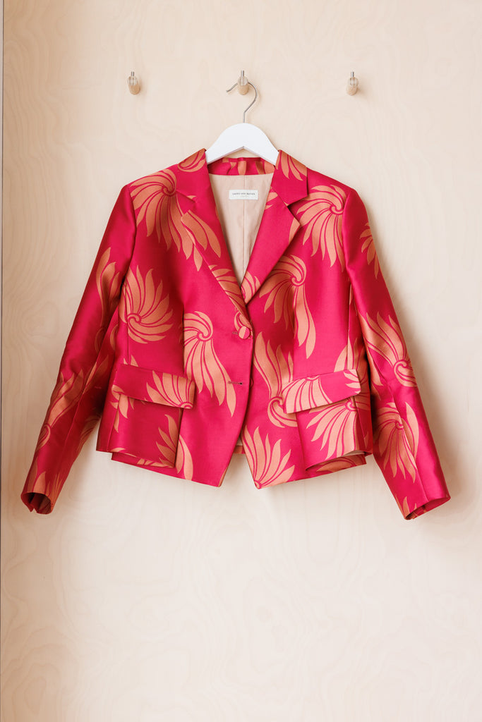 Dries Van Noten Satin Brocade Jacket - Ruby