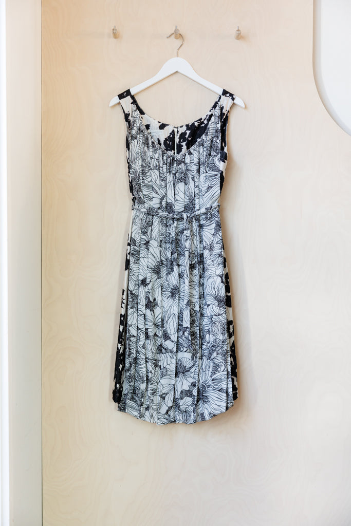 Dries Van Noten Floral A-Line Dress - Black/Cream/Pink
