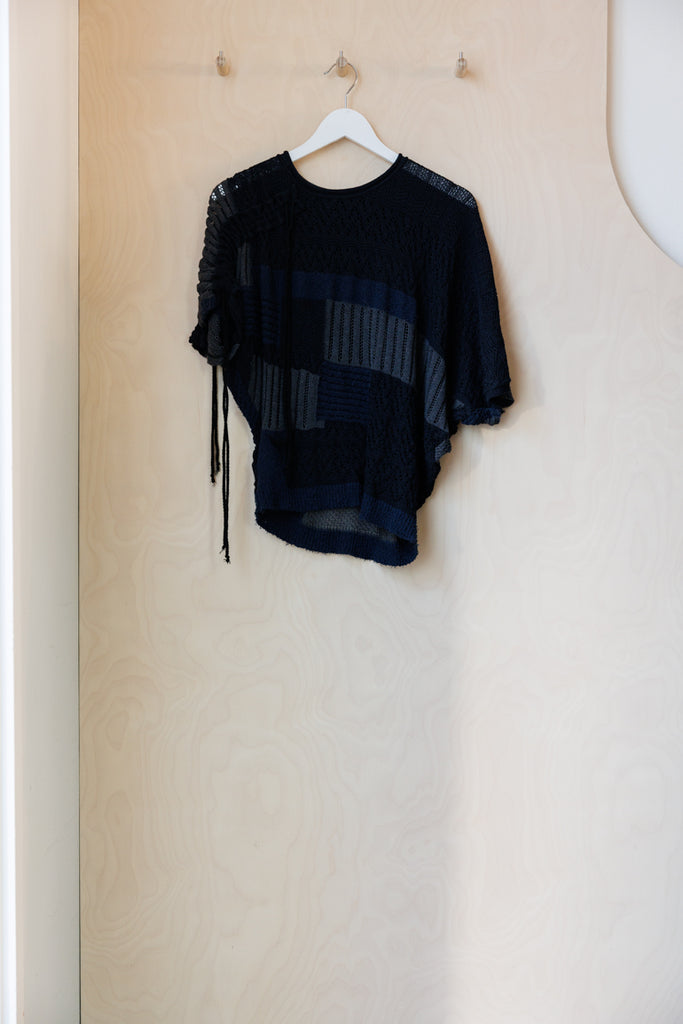 Y's by Yohji Yamamoto Asymmetry Gather Knit - Navy