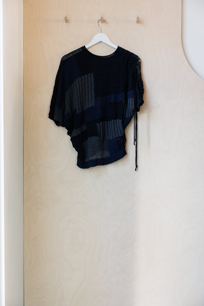 Y's by Yohji Yamamoto Asymmetry Gather Knit - Navy