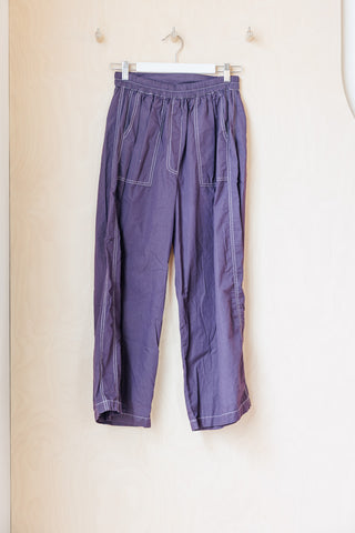 Tartan Organic Cotton Side Panel Pants - Deep Purple