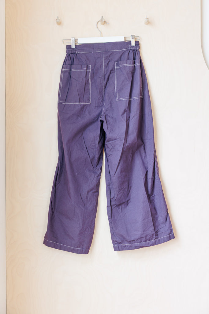 Tartan Organic Cotton Side Panel Pants - Deep Purple