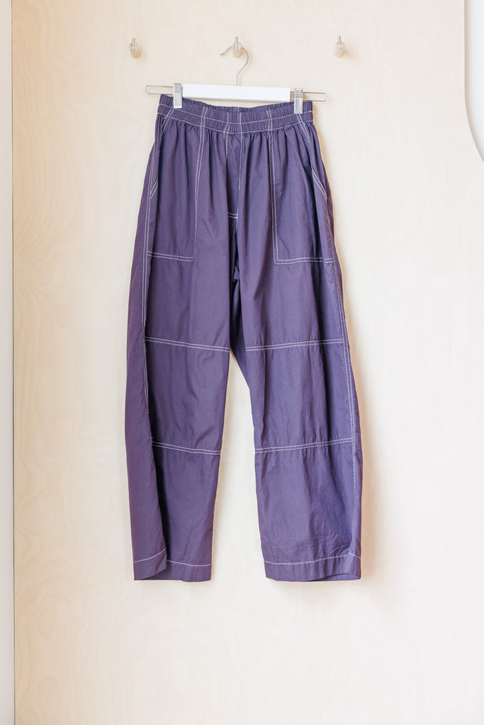Tartan Organic Cotton Garment Dyed Knee Patch Pants - Deep Purple