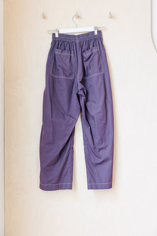 Tartan Organic Cotton Garment Dyed Knee Patch Pants - Deep Purple