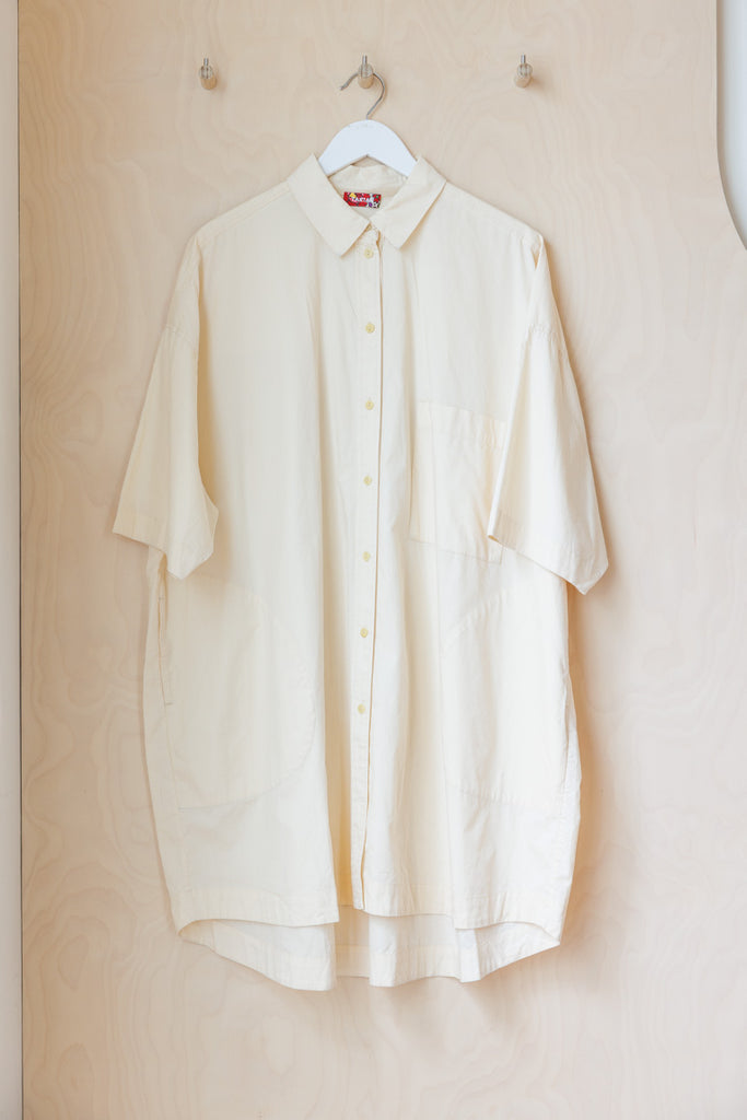 Tartan Organic Cotton Big Shirt - Cream