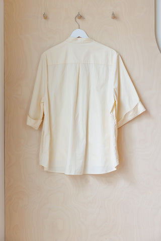 Tartan Organic Cotton Poplin 7/8th Shirt - Cream