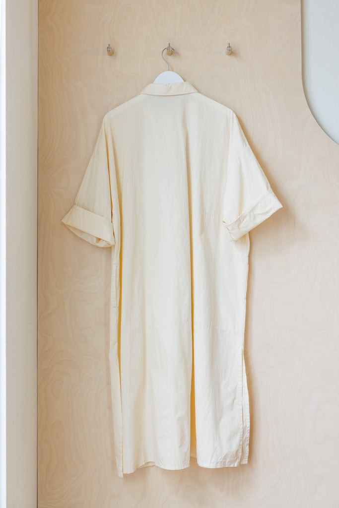 Tartan Organic Cotton Kaftan Shirt Dress - Cream