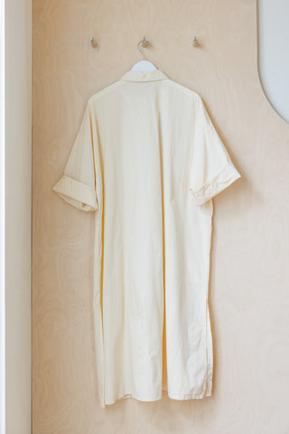 Tartan Organic Cotton Kaftan Shirt Dress - Cream
