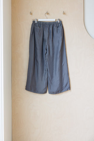 Tartan Organic Silk Garment Dyed  Pants - Silver Grey