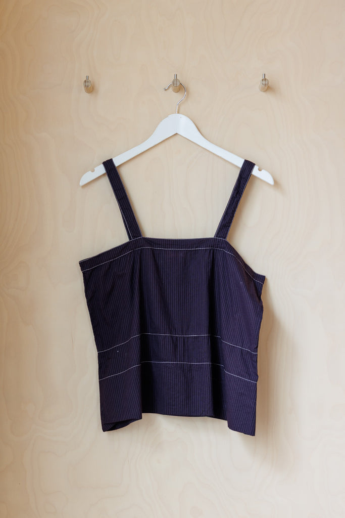 Tartan Cotton Camisole - Deep Purple Stripe
