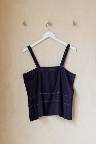 Tartan Cotton Camisole - Deep Purple Stripe