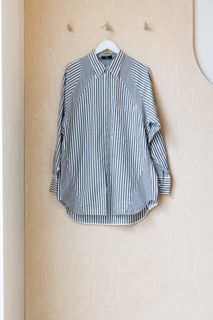 Y's by Yohji Yamamoto  Striped Panel Shirt - Black/White
