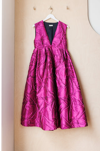 Dries Van Noten Doni Crinkle Dress - Fuchsia