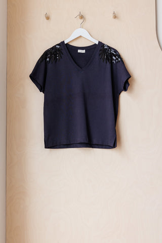 Dries Van Noten Embellished Terry T-Shirt - Navy