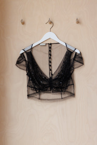 Dries Van Noten Beaded Tulle Top - Black