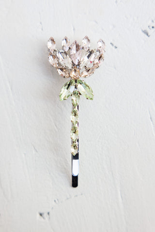 Crystal Carnation Hair Clip - Pink/Multi