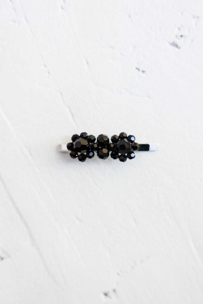 Mini Flower Hair Clip - Jet