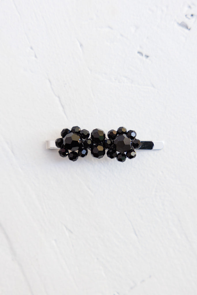 Mini Flower Hair Clip - Jet