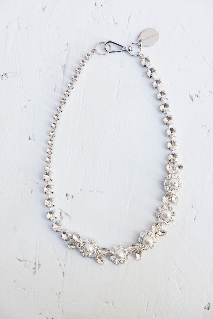 Pearl & Crystal Daisy Floret Necklace