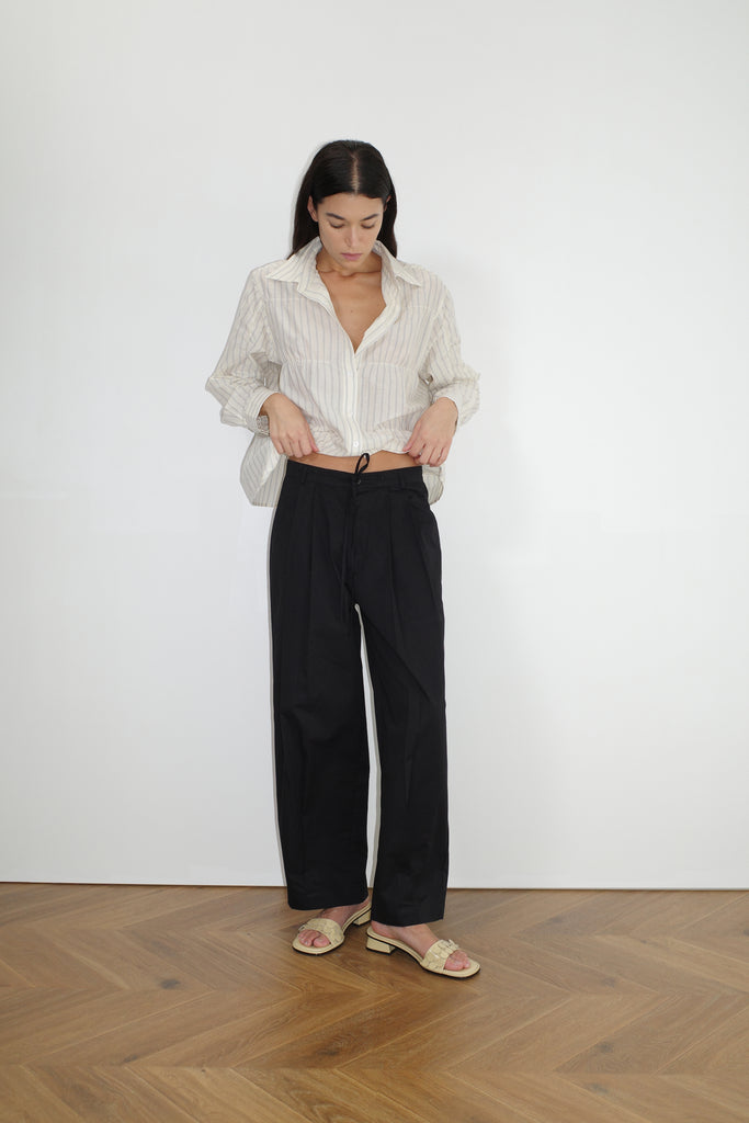 Oversized Gathered Shirt - Raquette Stripe