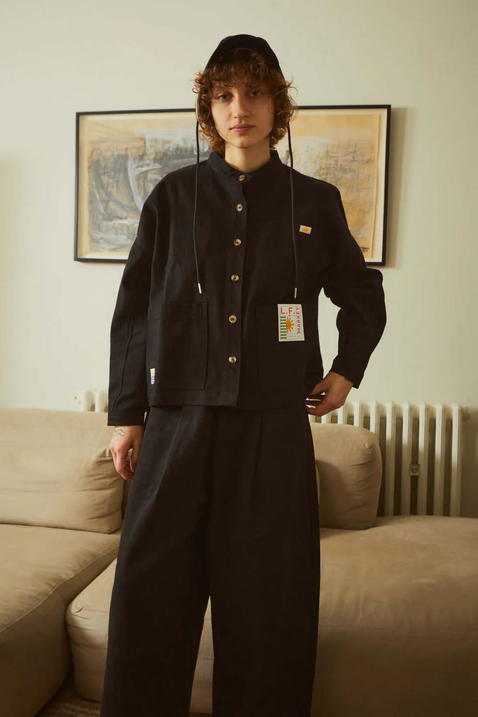 Wide Chore Coat Longline - Black