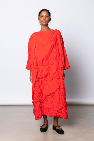 Ruched Dress - Red Orange