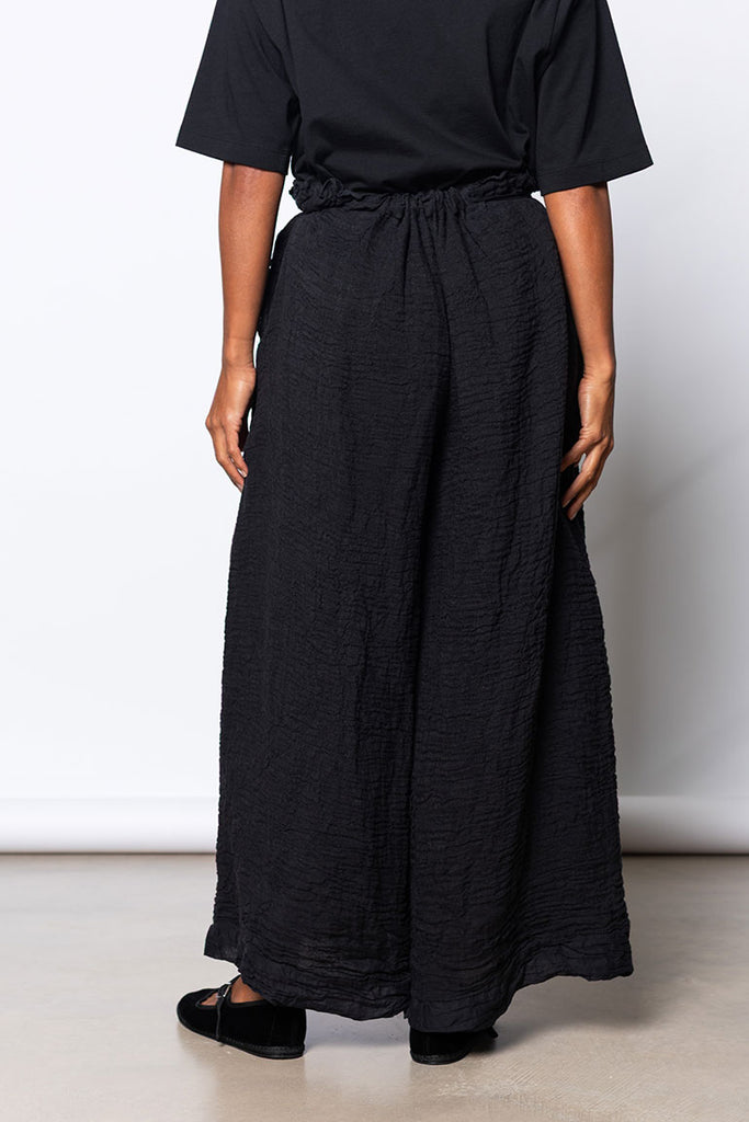 Washed & Crushed Linen Pants - Black
