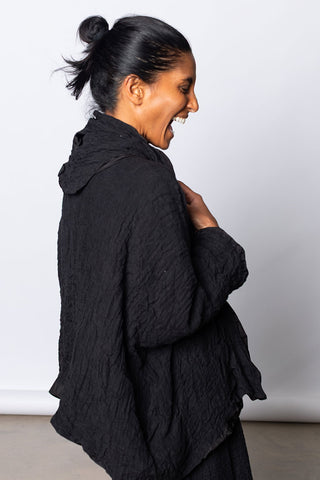 Reversible Nylon & Washed Linen Jacket - Black
