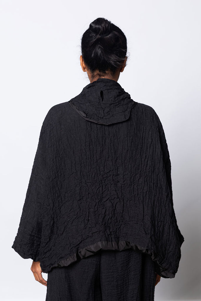 Reversible Nylon & Washed Linen Jacket - Black