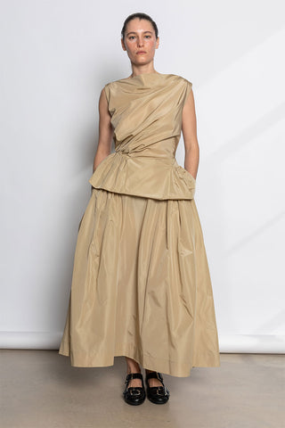 Draped Bind Peplum Top - Stone