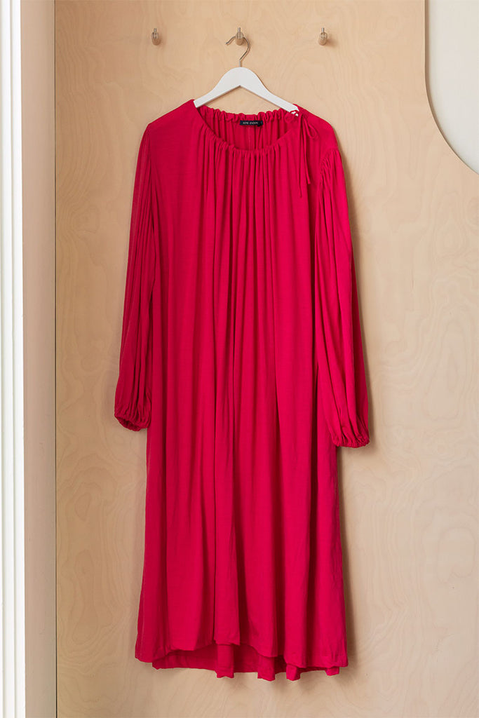 Sofie D'Hoore Puff Sleeve Wool Dress - Fuchsia